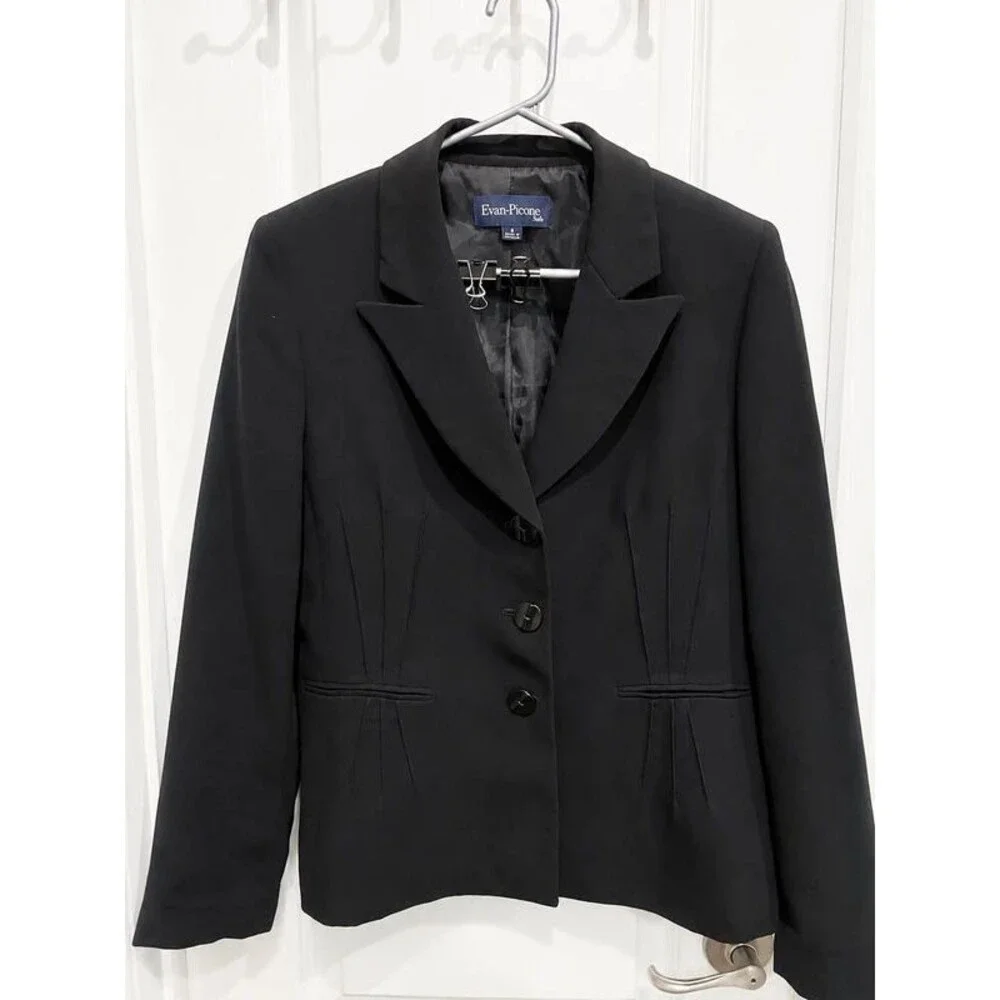 Evan-Picone Suit Black Tailored Blazer Jacket Women’s Size 8 Career Office